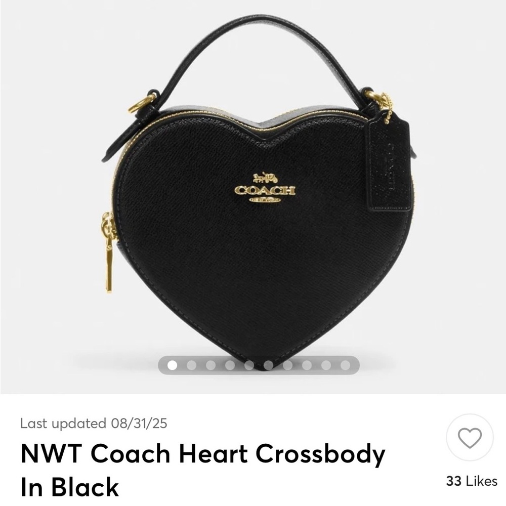 Coach Heart-Shaped Crossbody Bag in Black with Gold Hardware